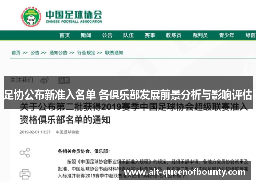 足协公布新准入名单 各俱乐部发展前景分析与影响评估